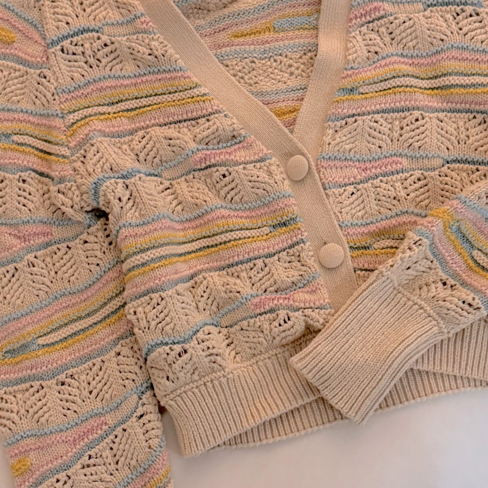 Pastel & Tan Patterned Cardigan